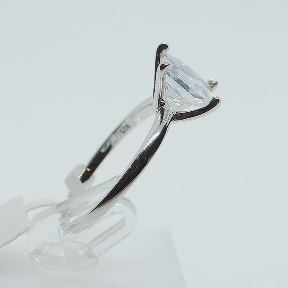 Sterling Silver 3CT Princess Cut Solitaire Ring - Picture 2 of 8